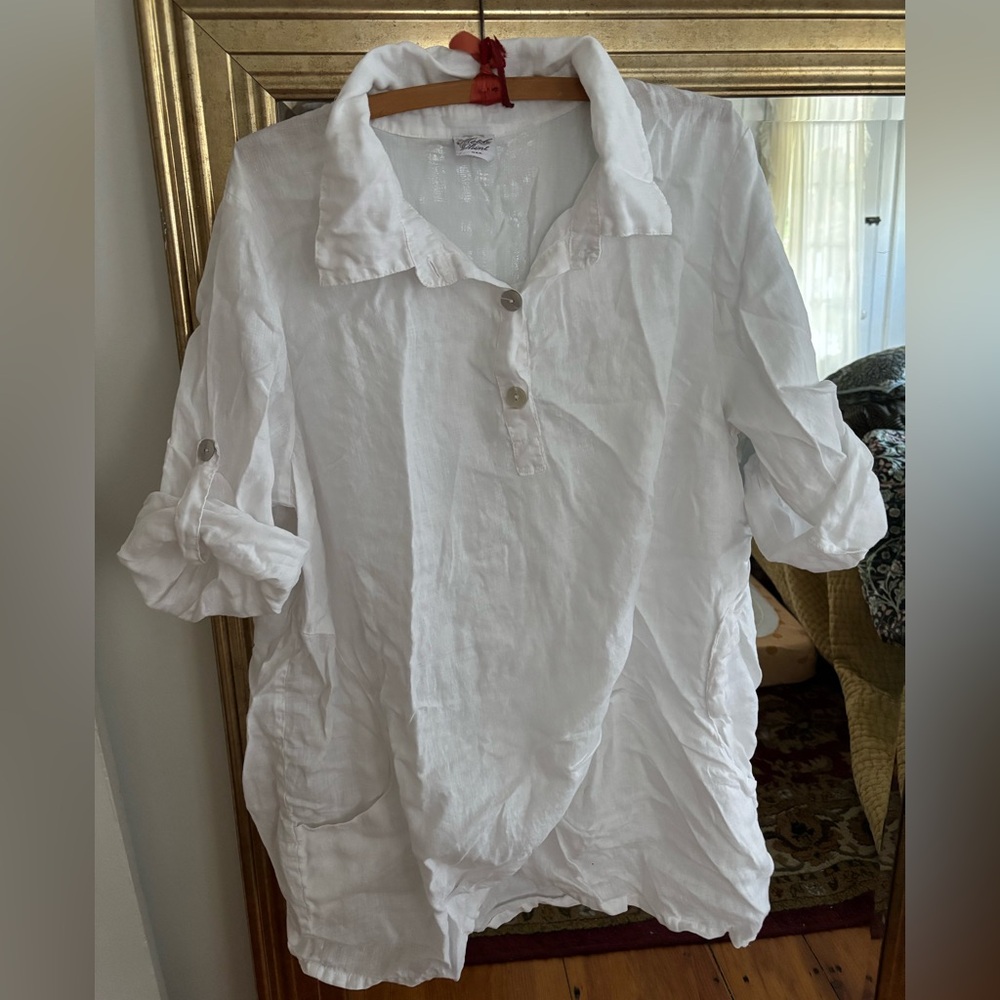 White linen Button tunic